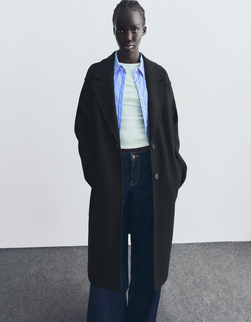 Long soft coat-Black