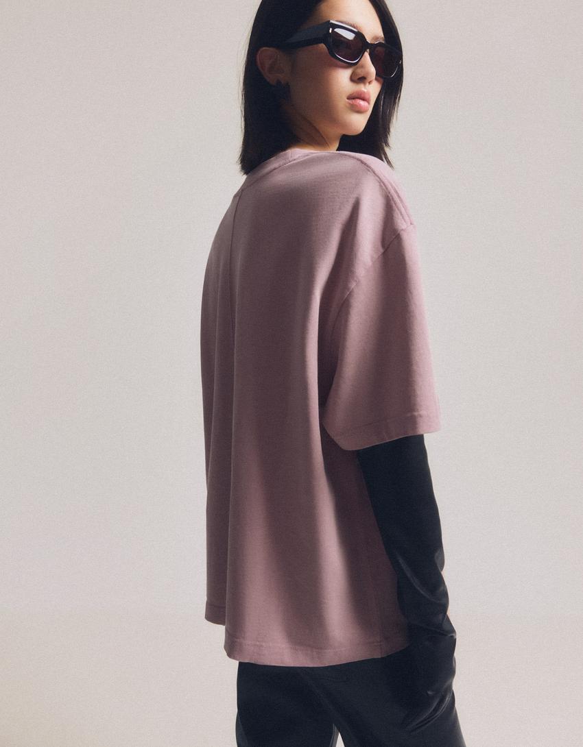 Oversize short sleeve T-shirt-Pink