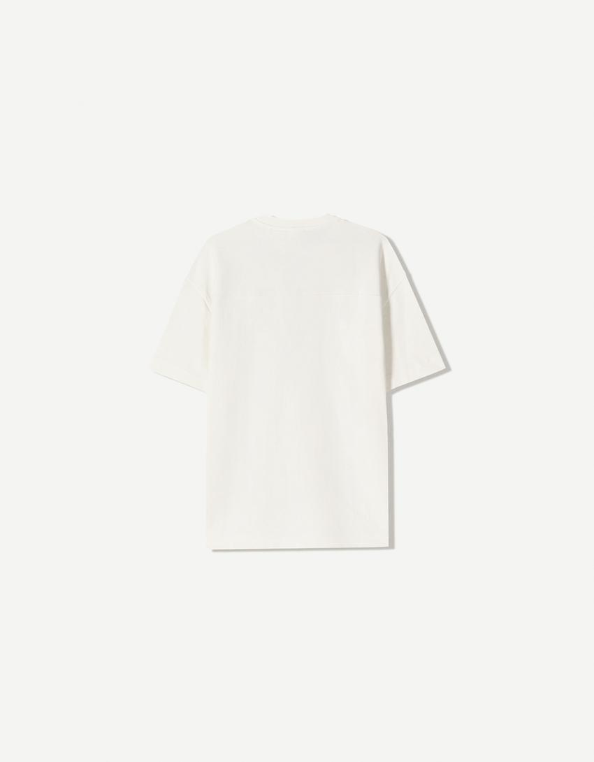 Short sleeve plush T-shirt-White-5