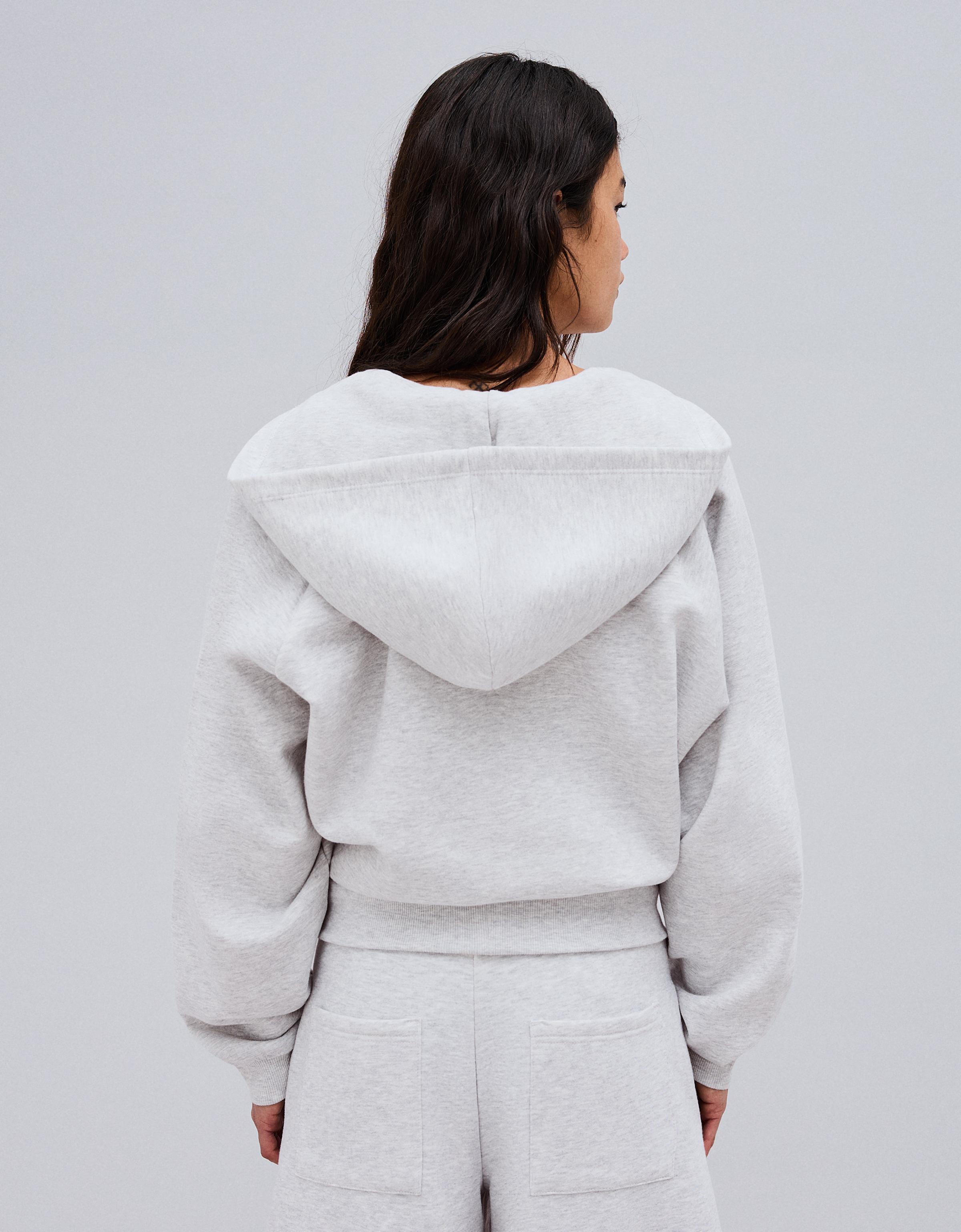 Zip-up plush hooded jacket — Grey