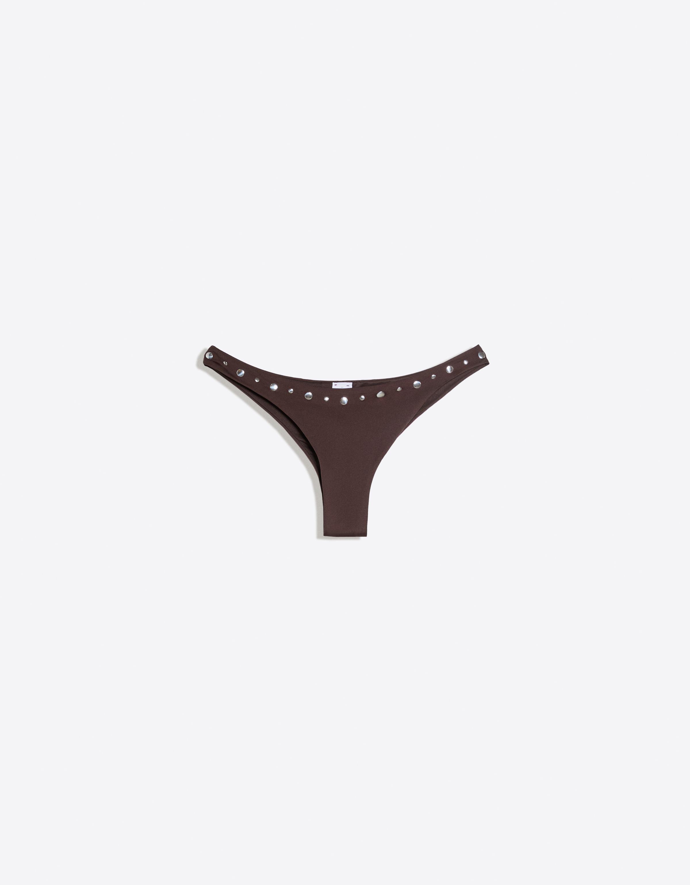 Studded Brazilian bikini briefs — Brown