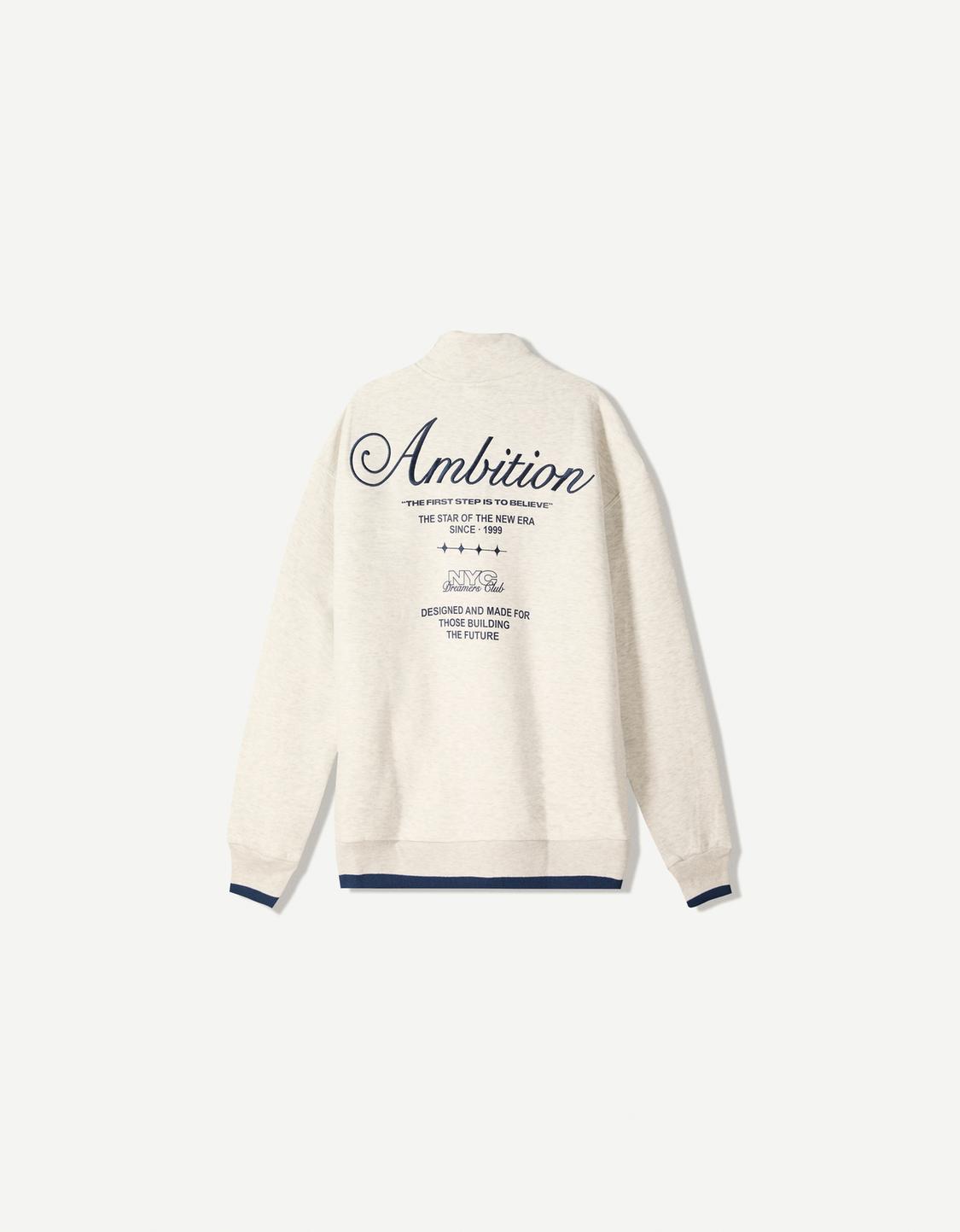 Printed sweatshirt with zip