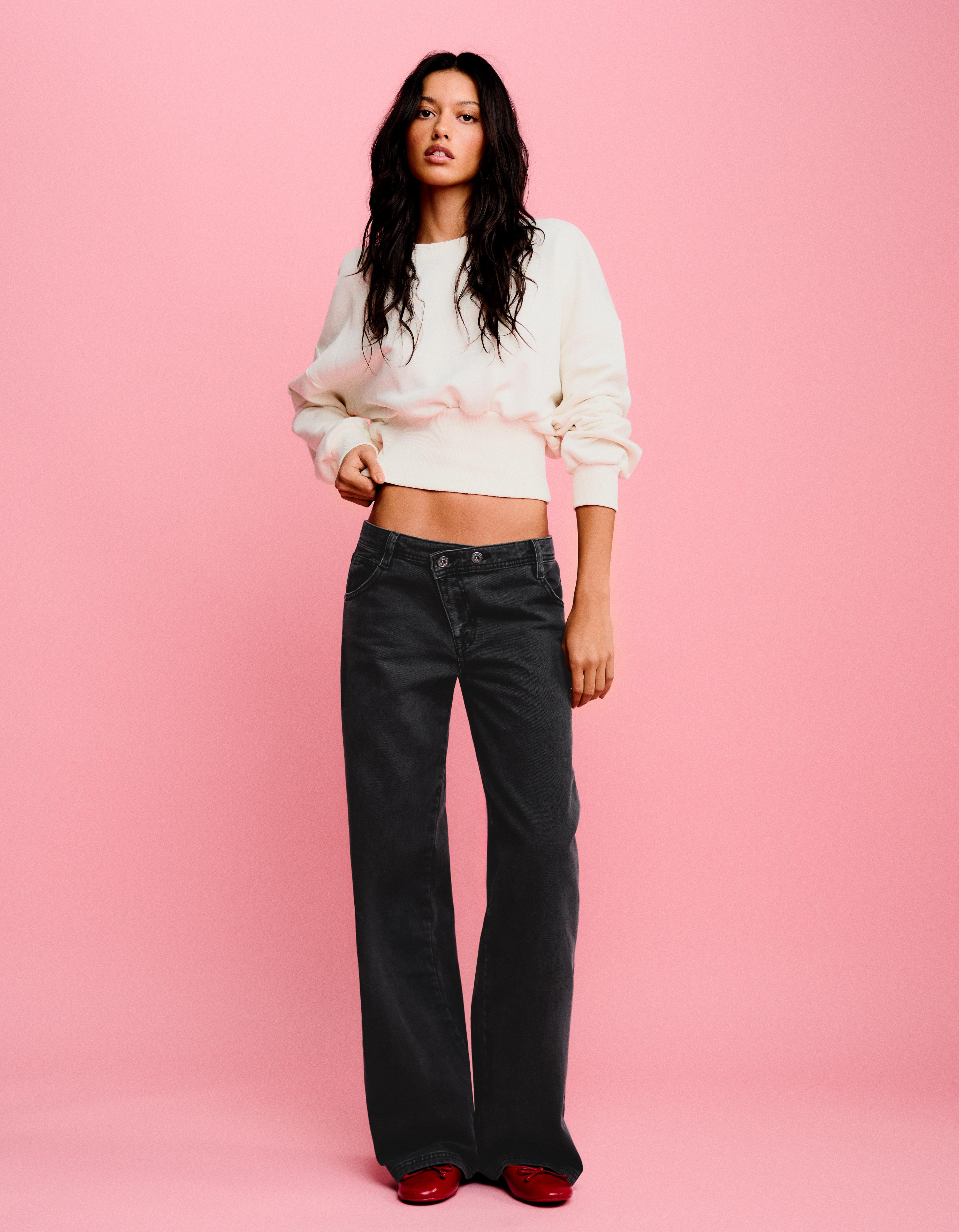 Embroidered twill trousers
