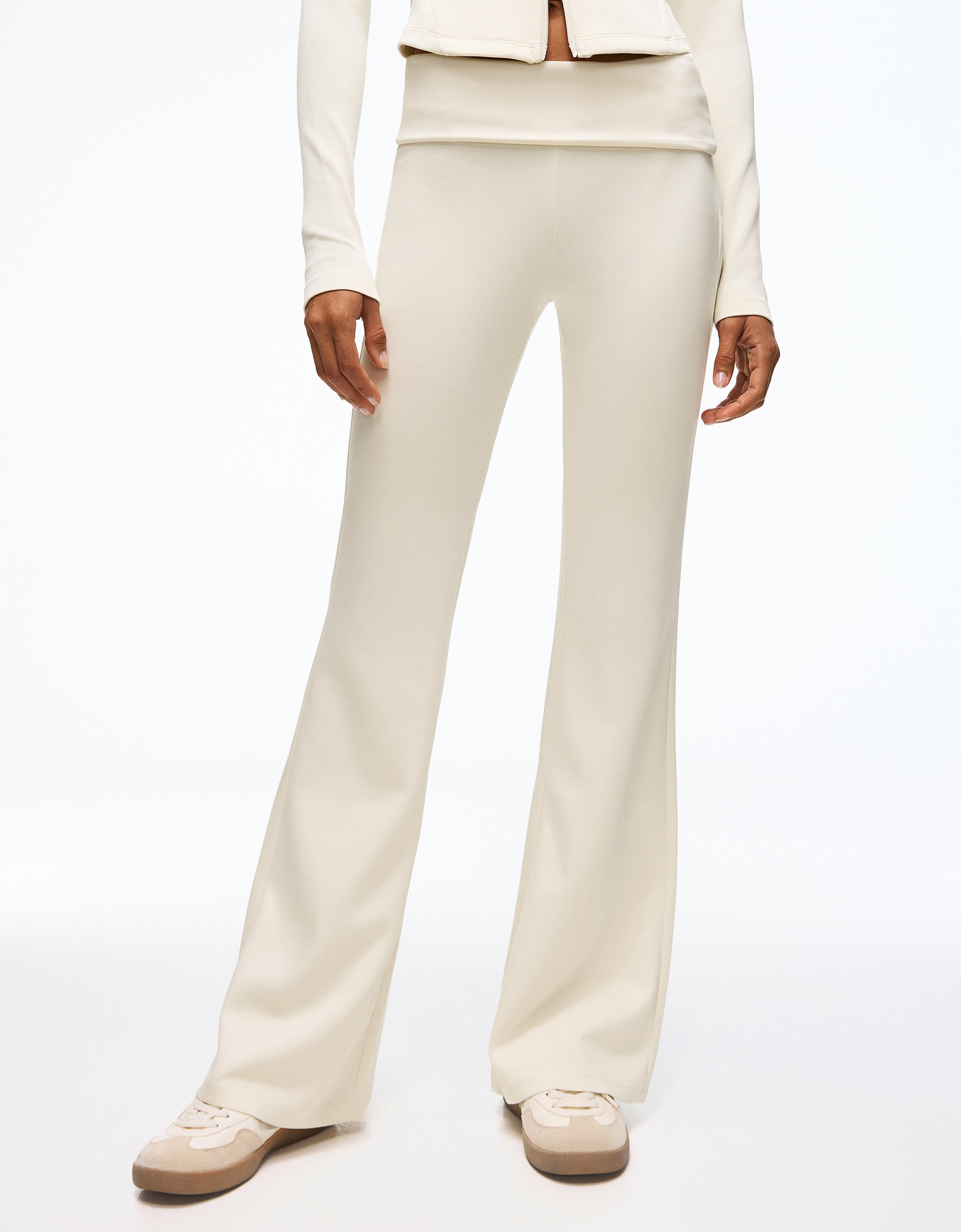 Flared modal trousers — Cream