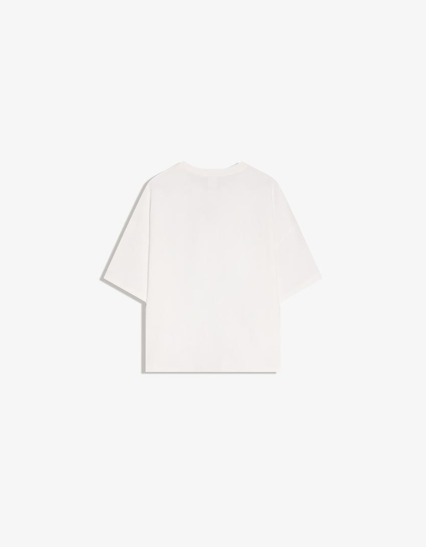 Camiseta manga corta boxy-Blanco roto