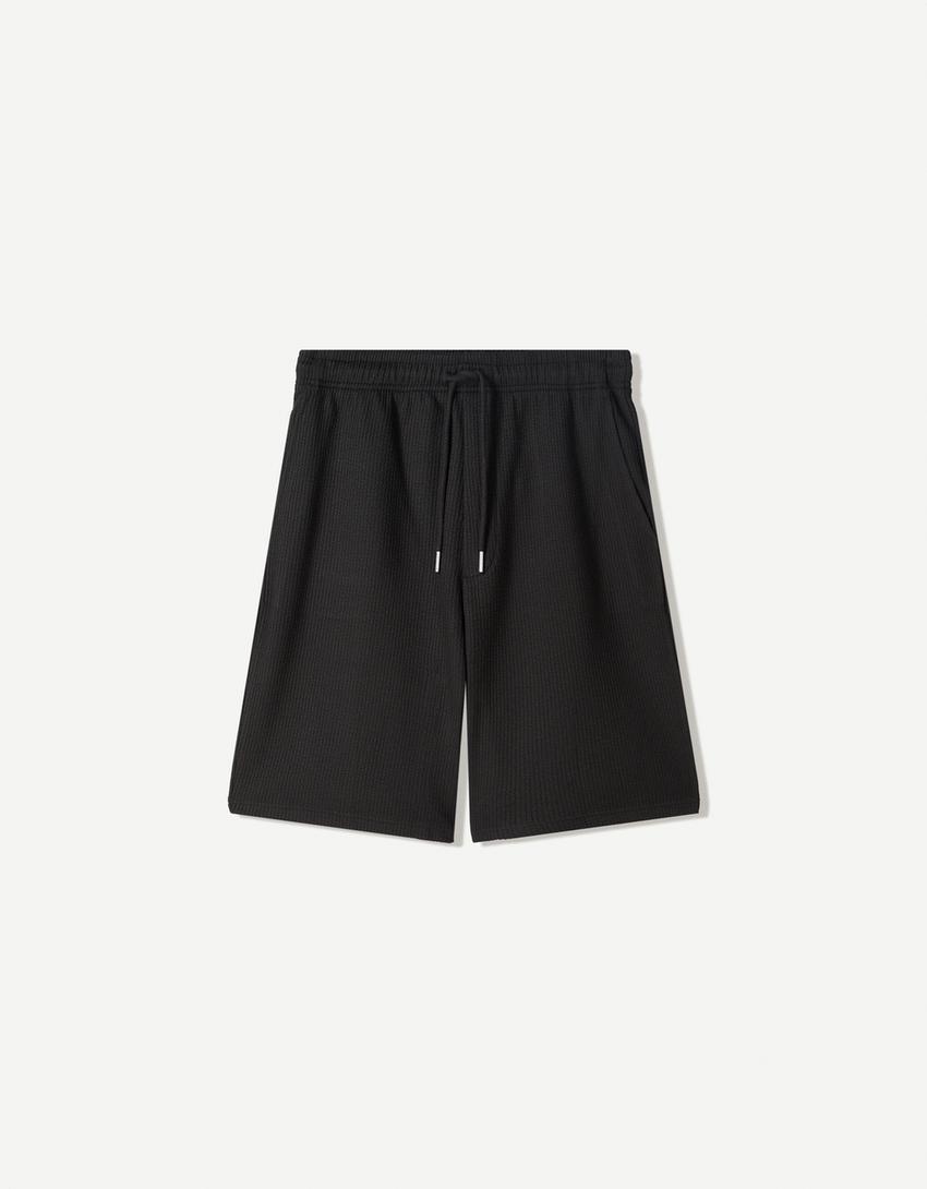 Bermuda texturée-Noir