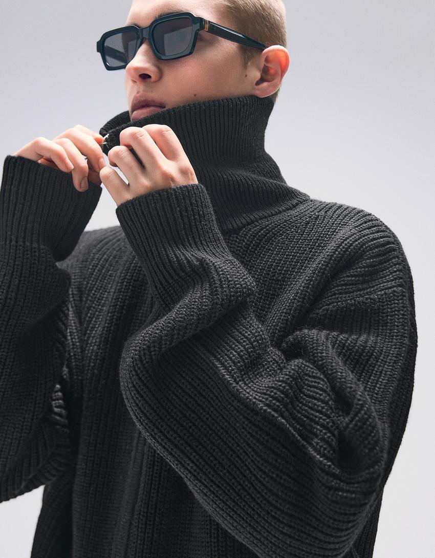 Veste zippée brodée-Noir