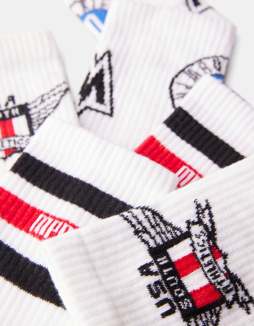 حزمة من 3 ازواج جوارب بطبعة-أبيض-2