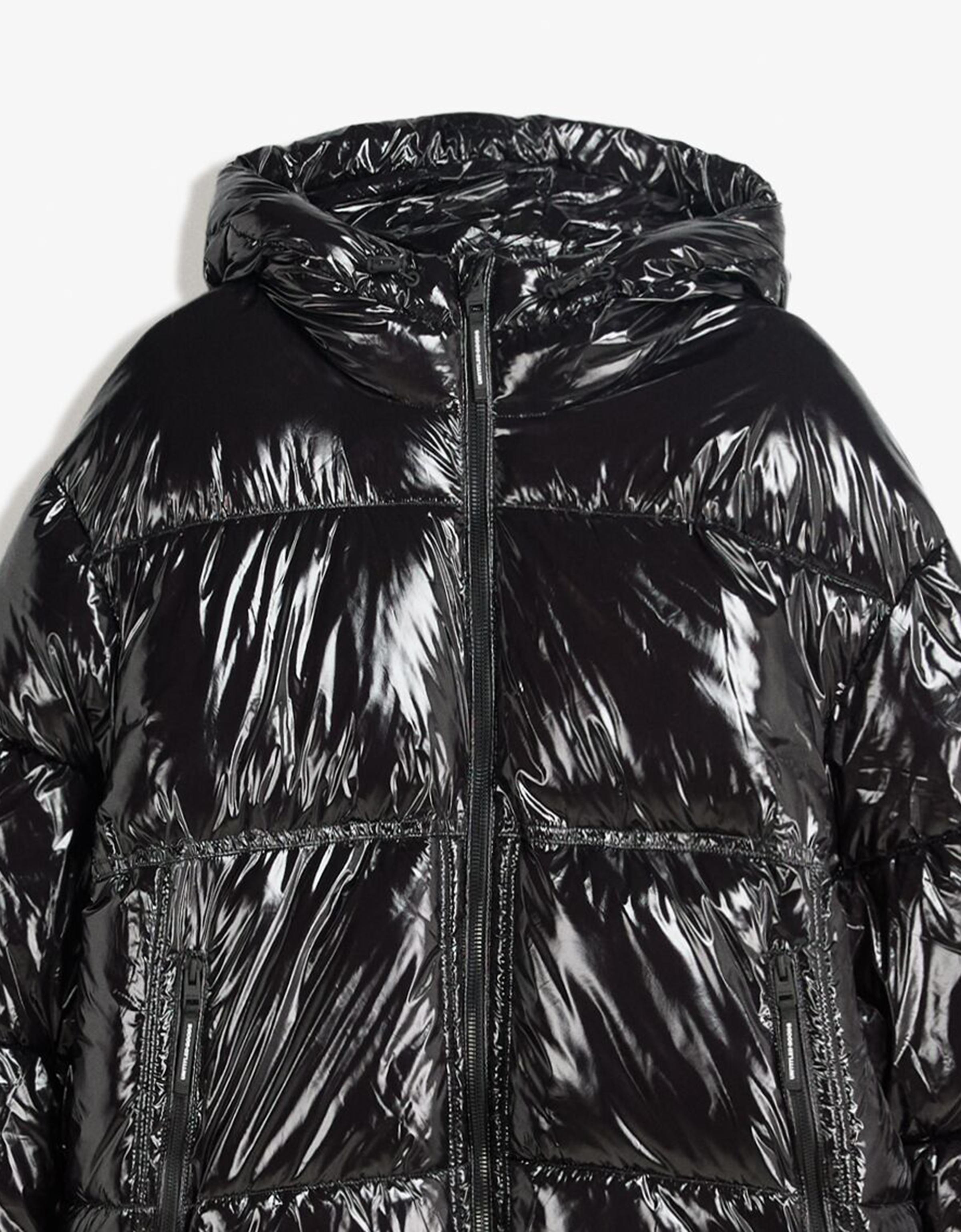 Hooded puffer jacket — Black