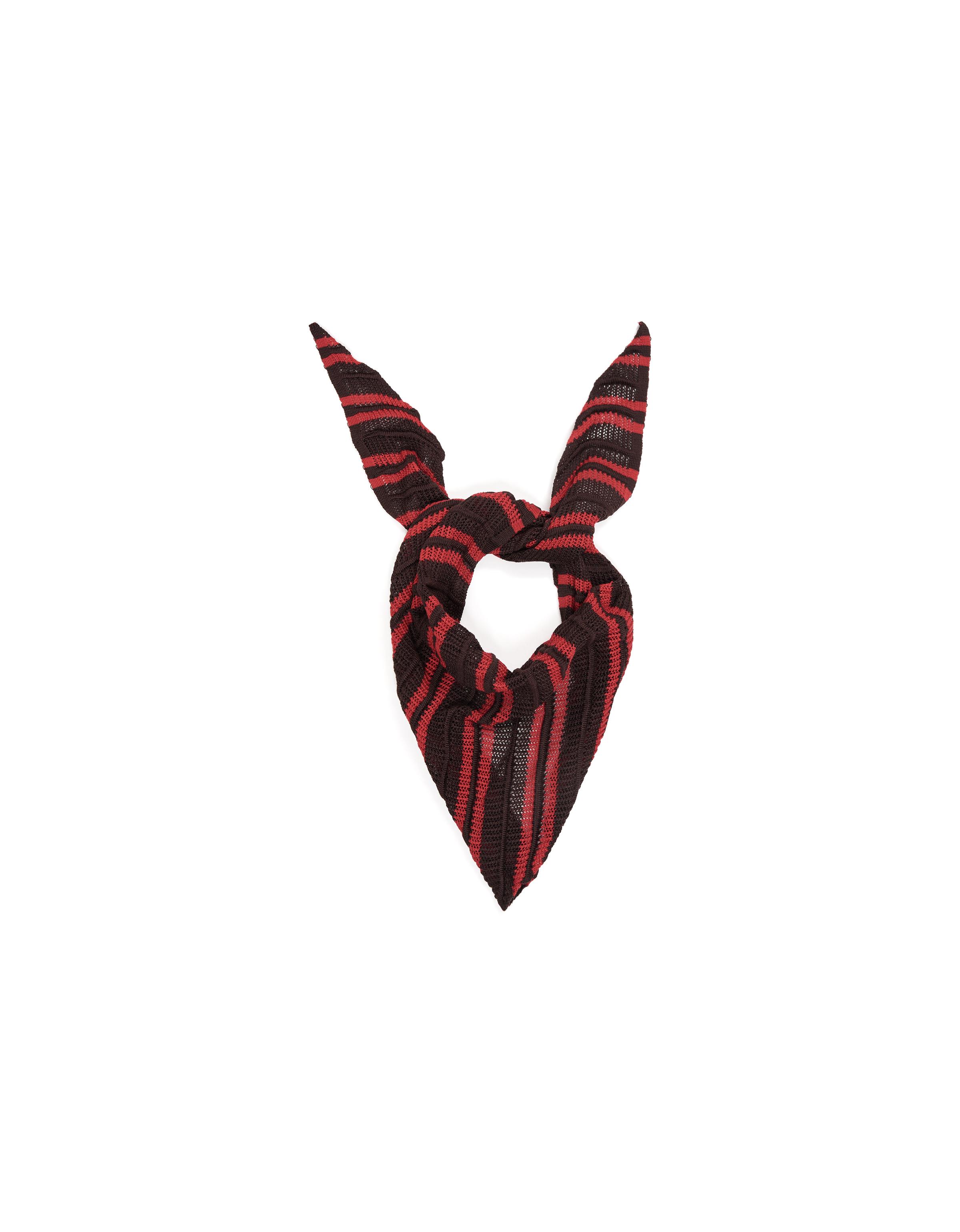Striped triangular scarf — Brown