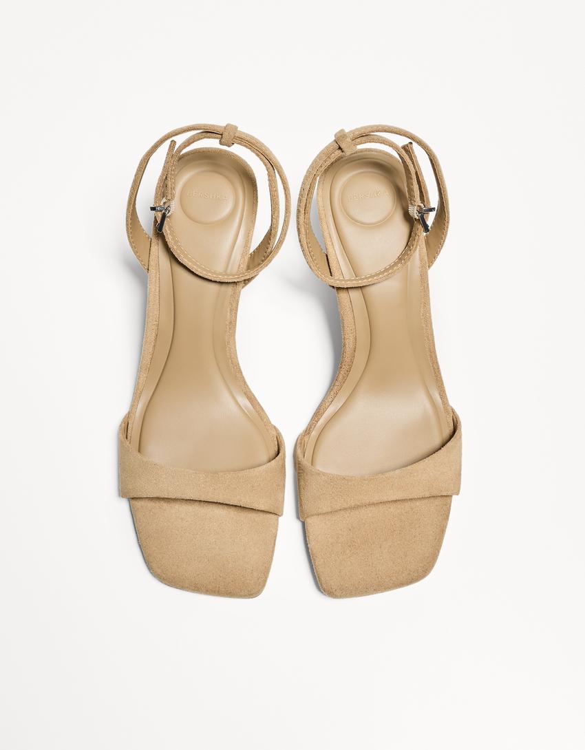 Sandale talon bride cheville-Marron clair-3