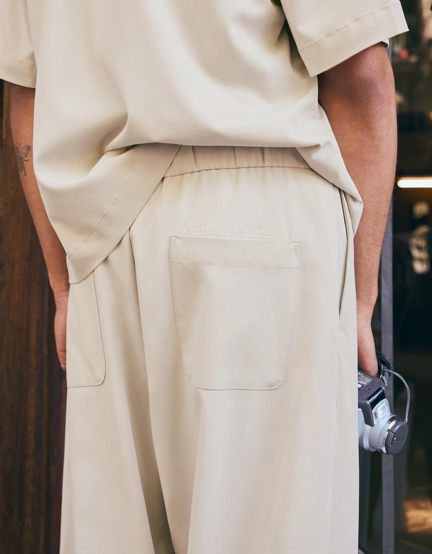 Pantalon super baggy fit à pinces fluide-Pierre