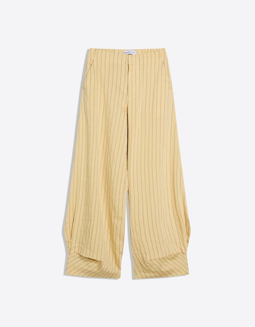 Loose-fitting stripe trousers-Yellow
