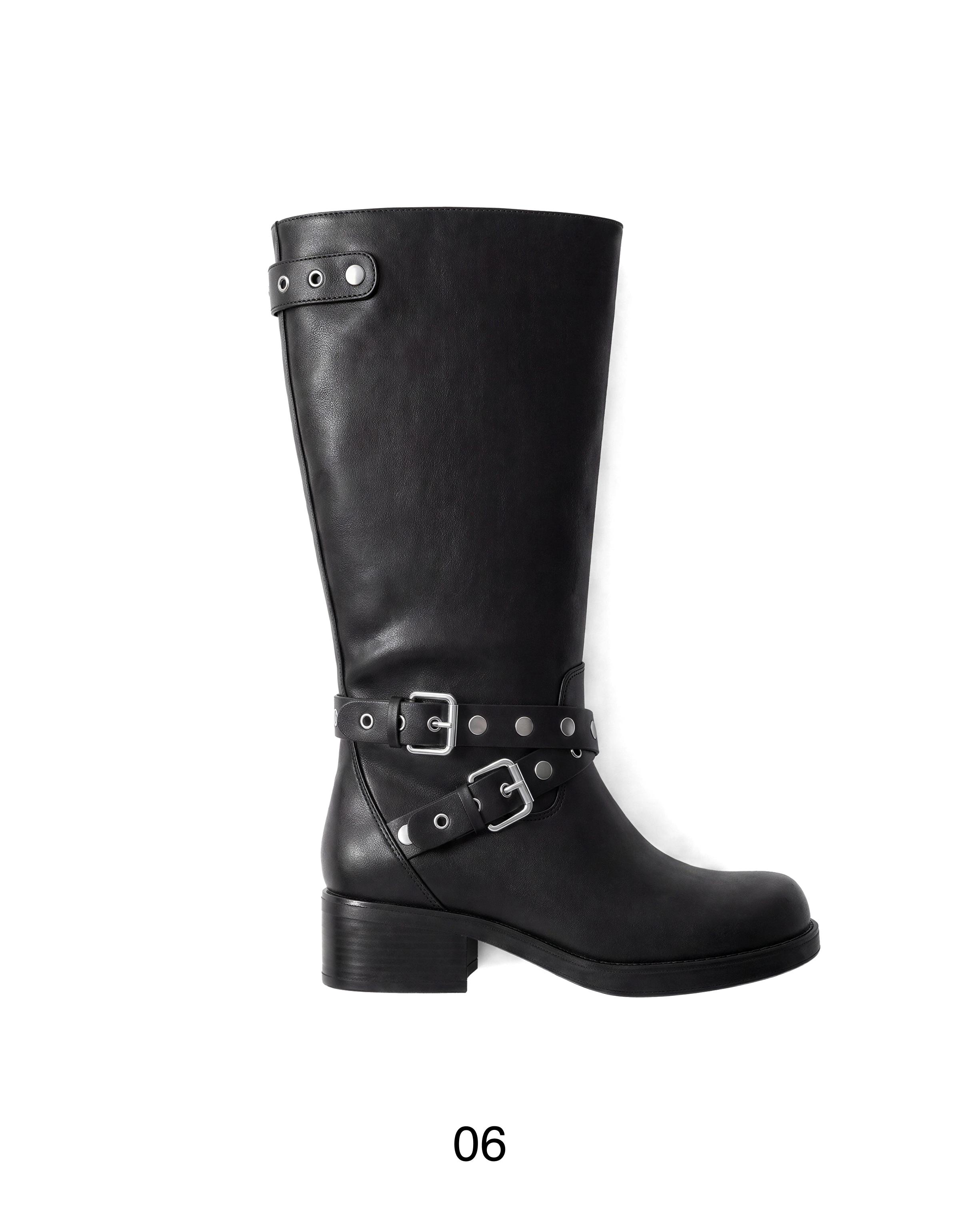 Studded biker boots — BLACK