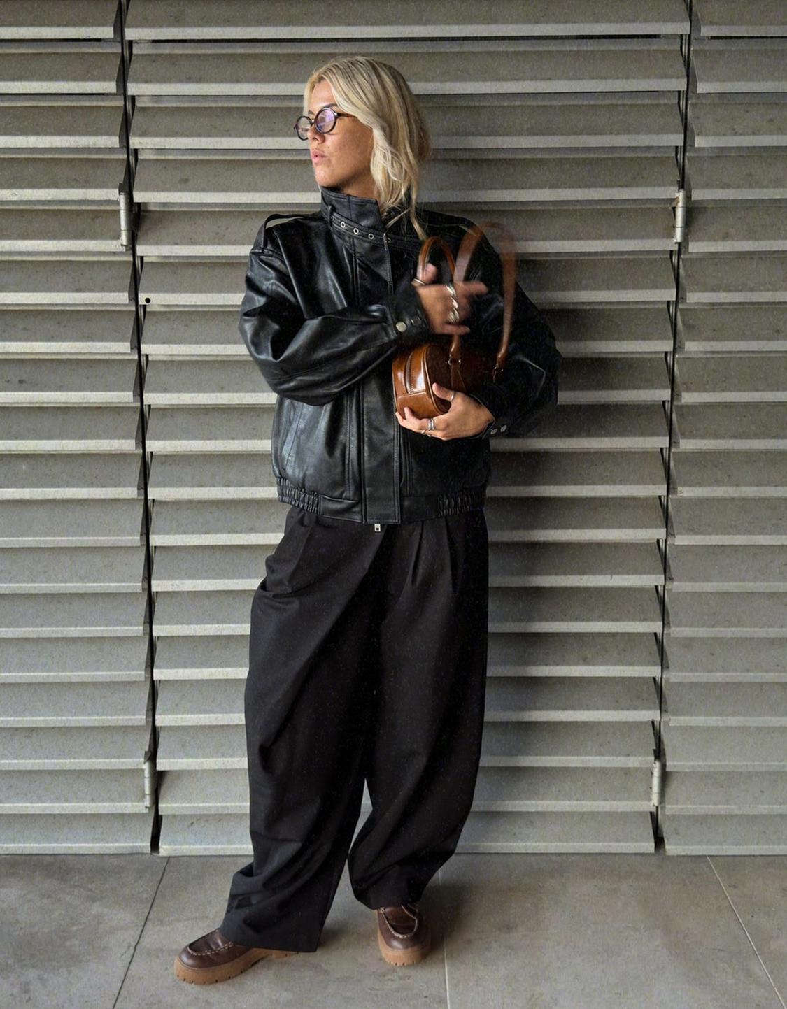 Tailored fit trousers with crossover waist