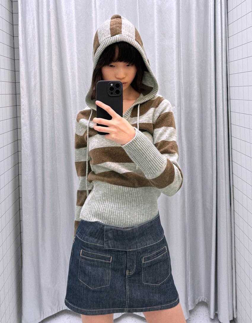 Jersey à capuche imprimé-Gris