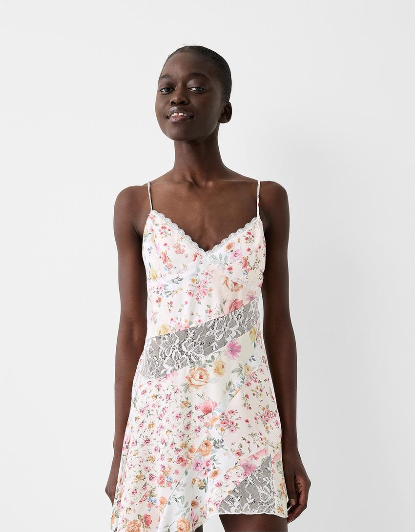 Printed asymmetric dress-Multicolored