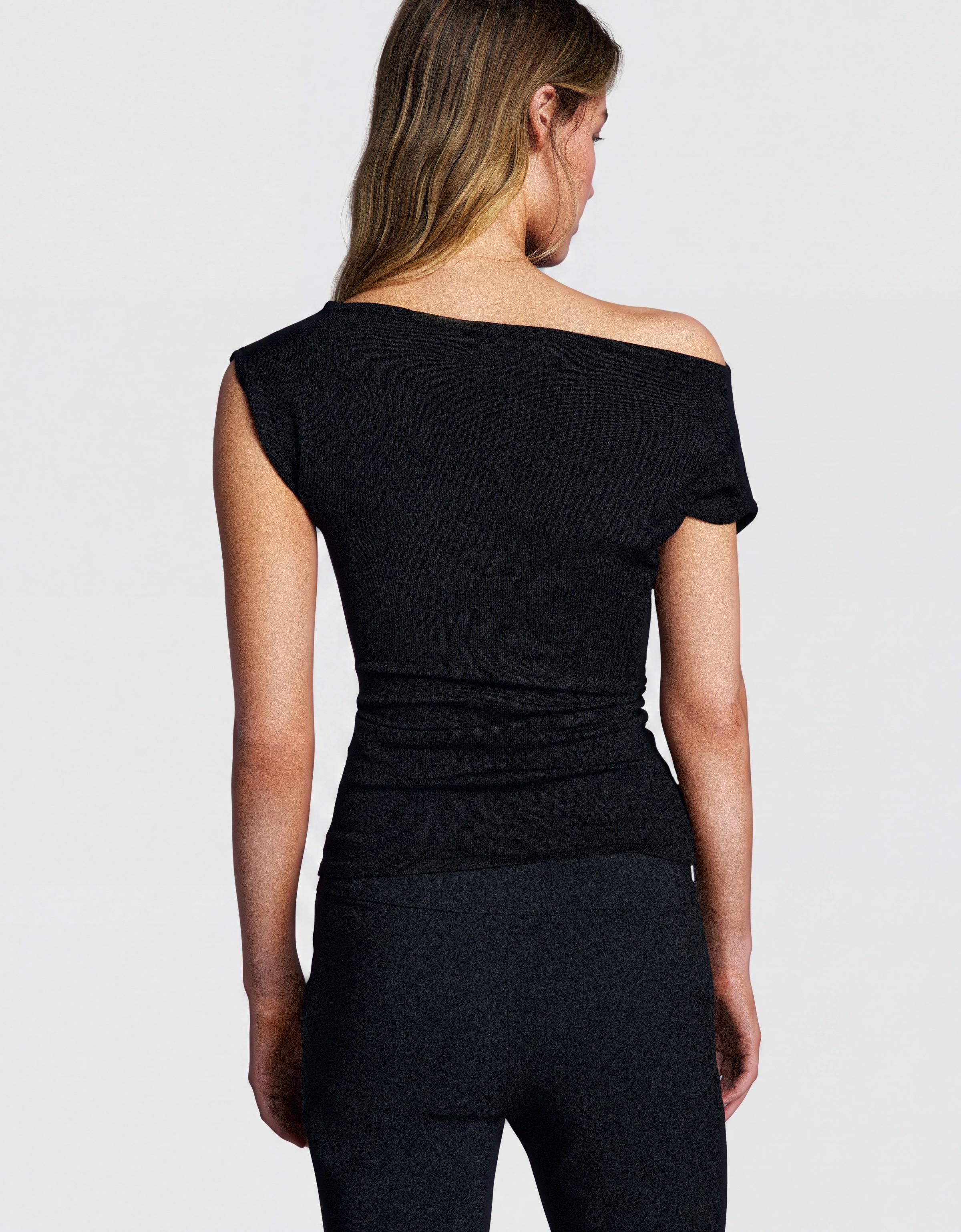 Short sleeve button-up sweater — Black