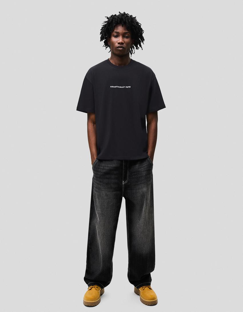 Camiseta Fugglers manga curta estampada-Preto