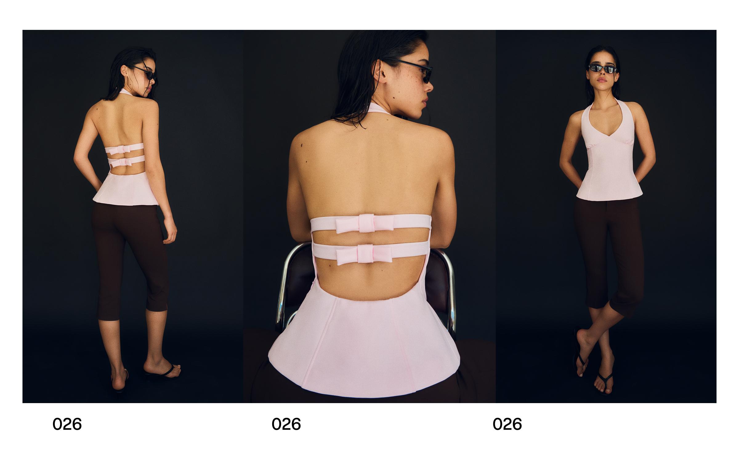 Structured halter top with ties — Pink