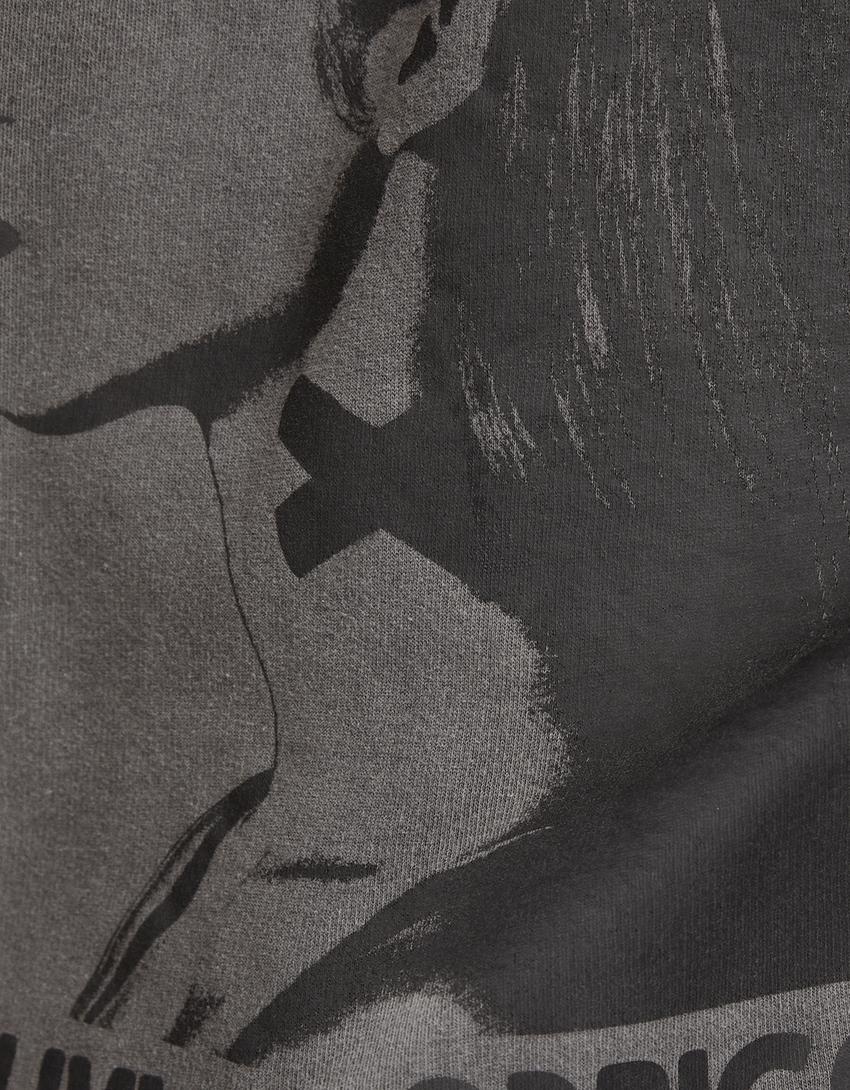 Sweatshirt Olivia Rodrigo capuz estampado-Cinza-6