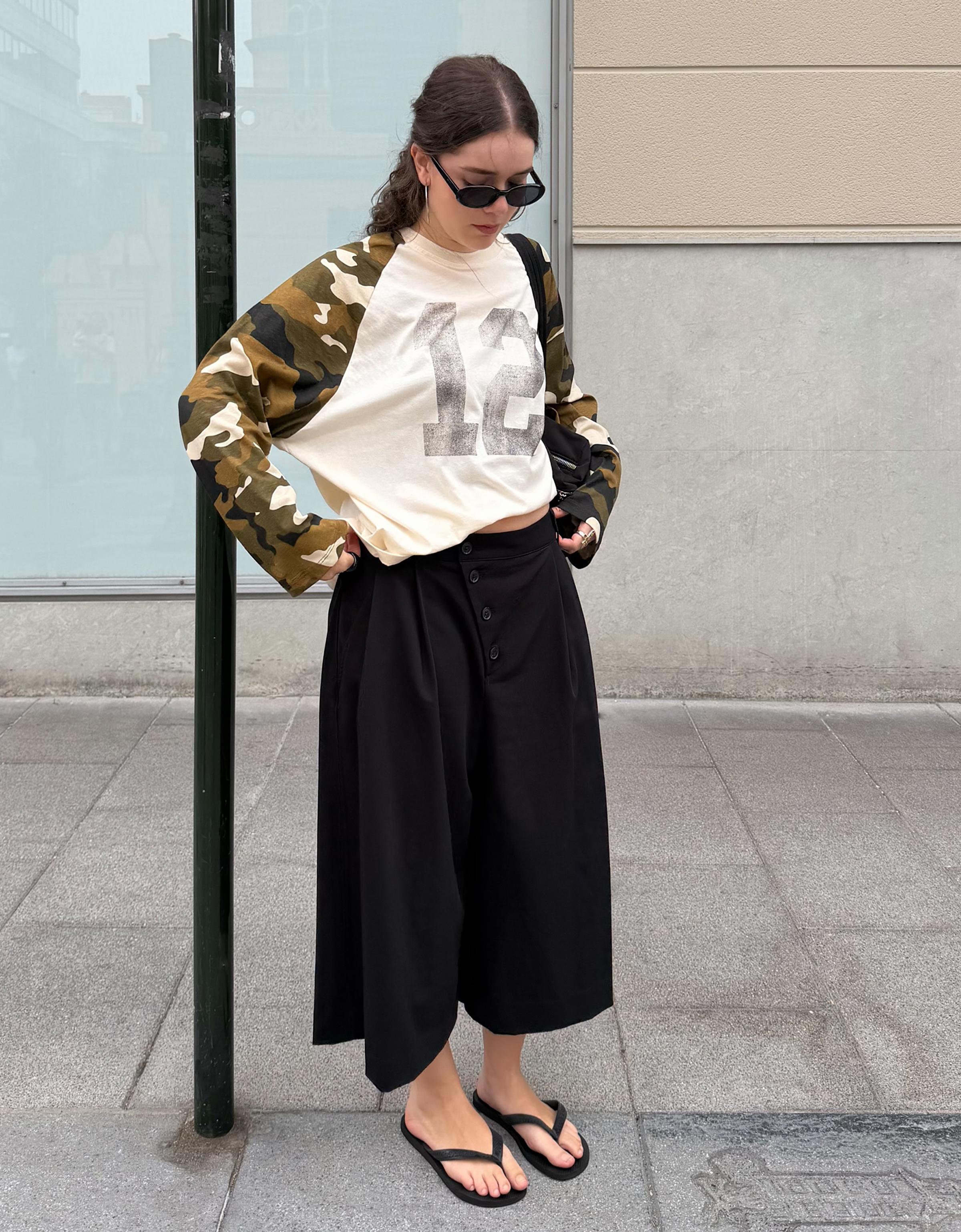 Bershka Kruvaze düğmeli culotte pantolon bermuda görsel 7