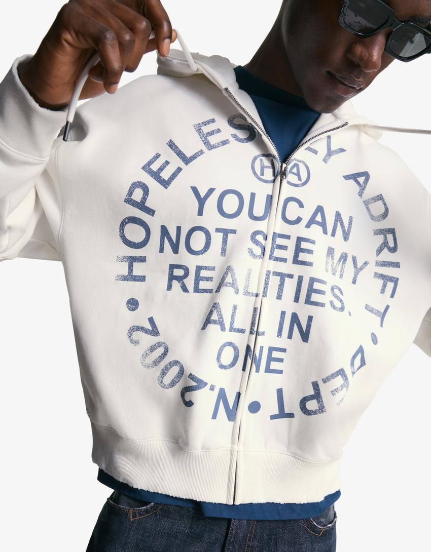 Sudadera cremallera print Sudaderas Hombre Bershka