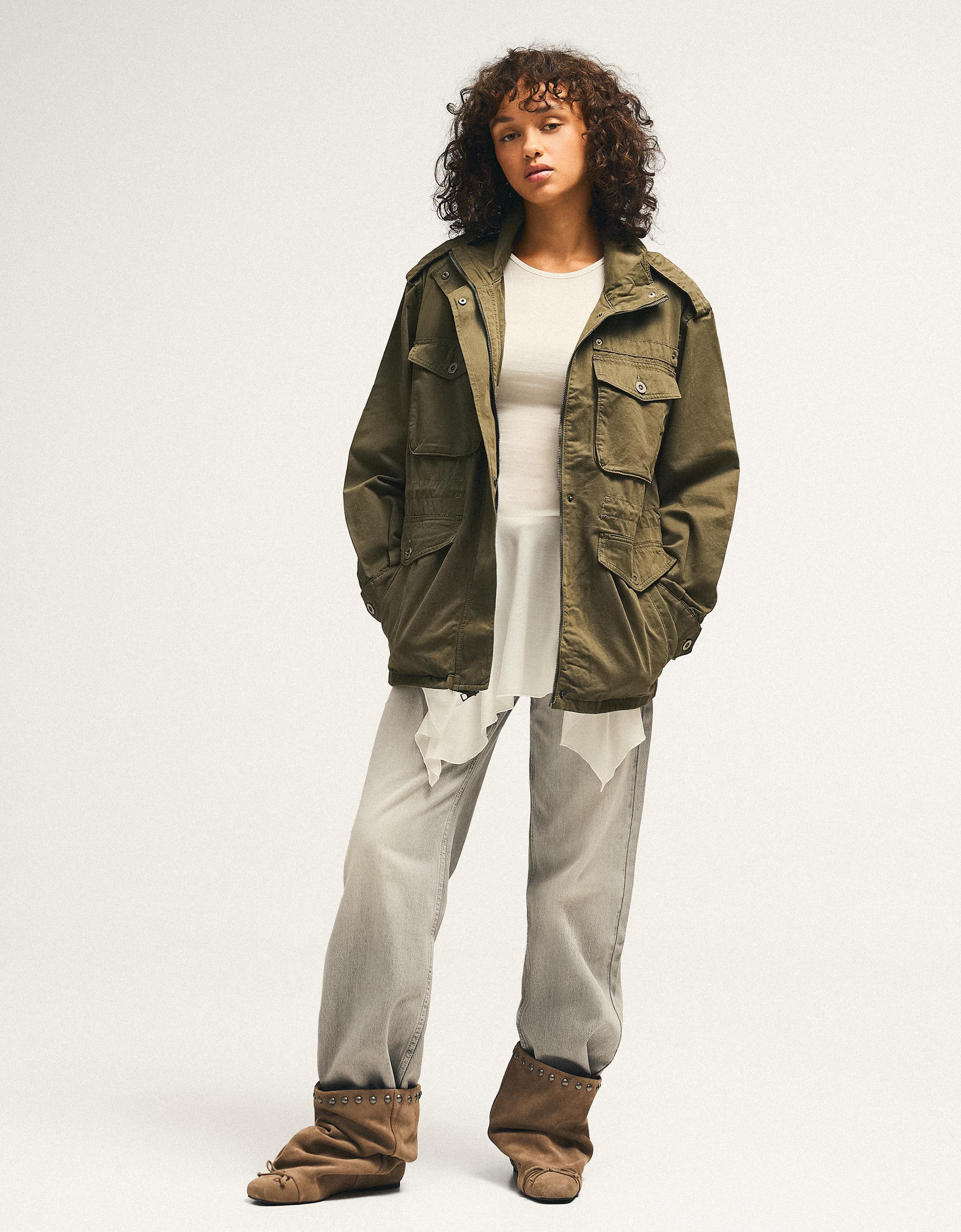 Long-sleeved frill T-shirt — Off white