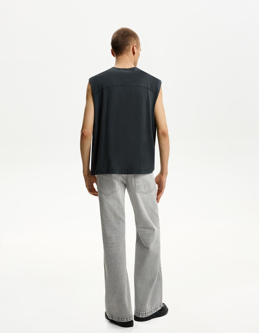 Flared jeans-Grey-1