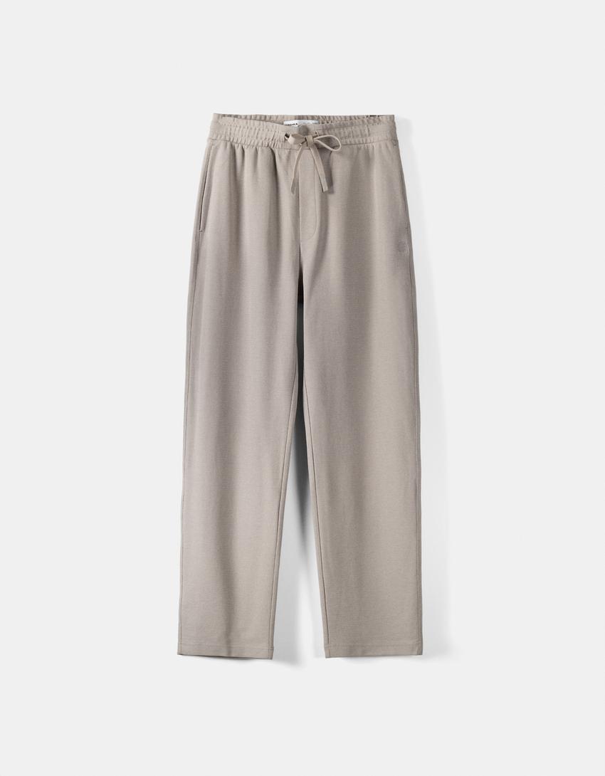 Textured wide-leg trousers-Grey-4