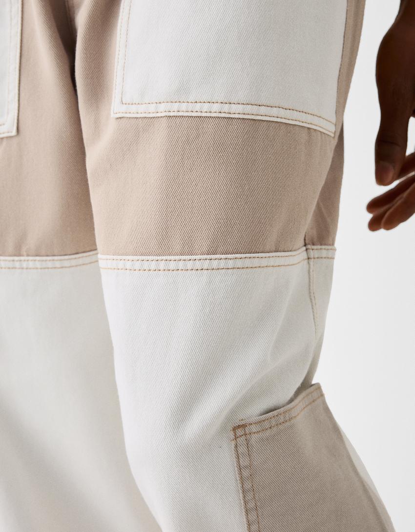 Jeans baggy color block-Cru-5