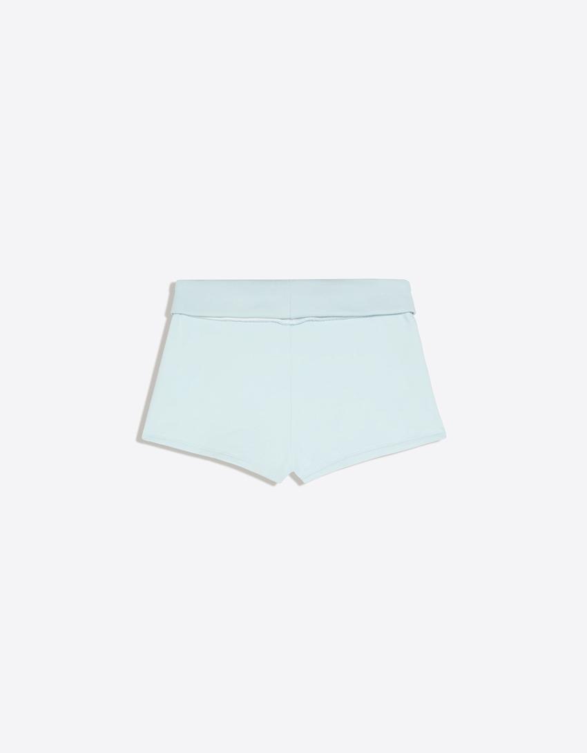 Sweatshorts mit umgeschlagenem Bund-Hellblau