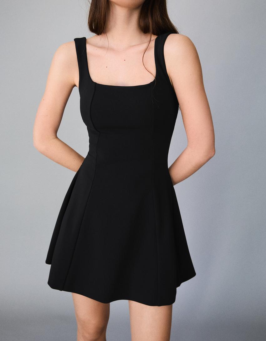 Vestido falda vuelo-Negro