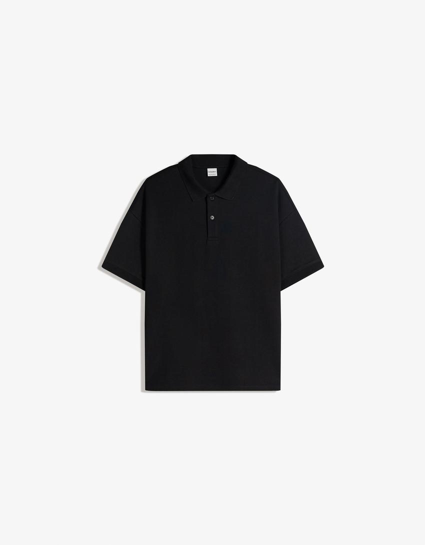 Polo mit kurzen Ärmeln-Schwarz