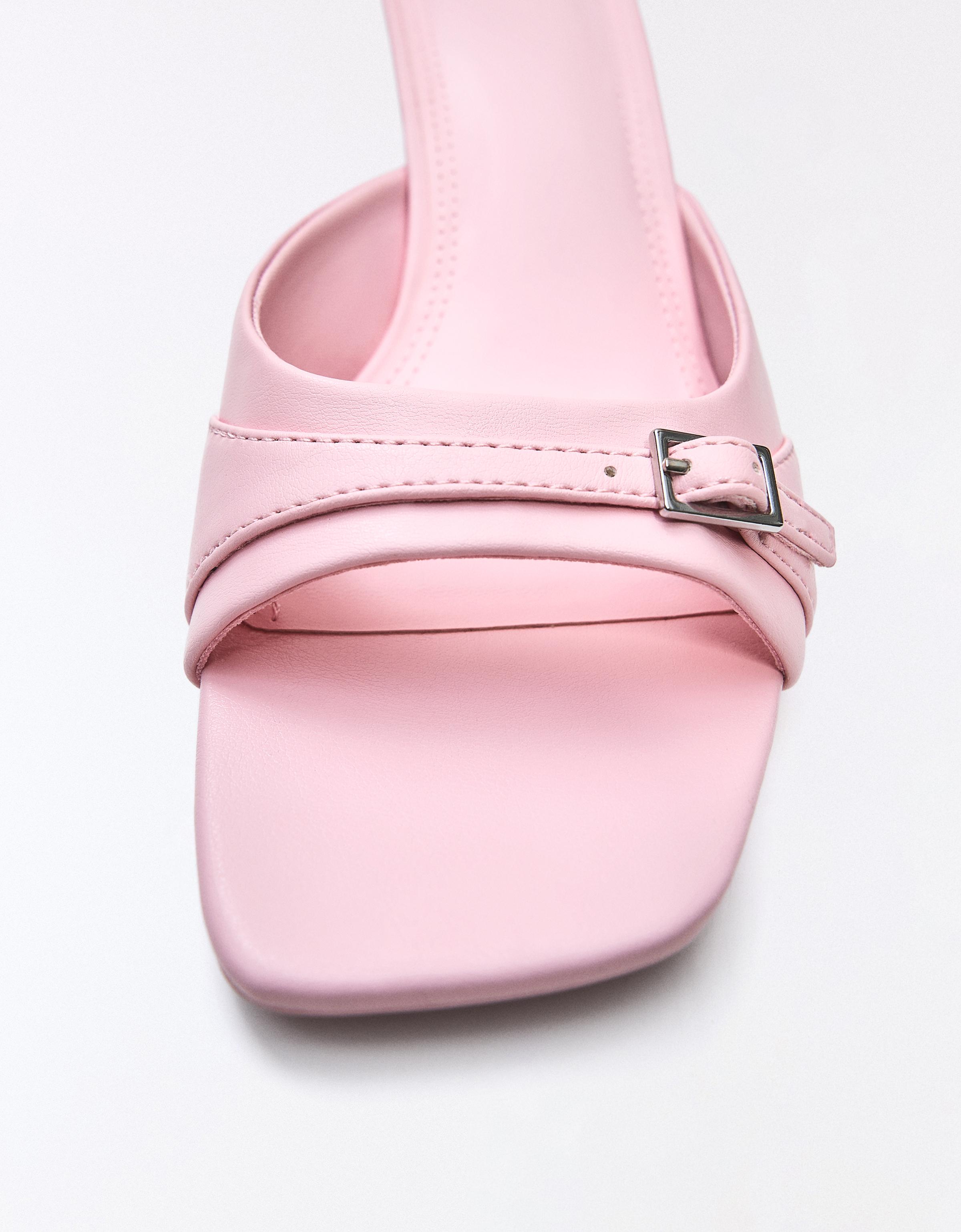 Heeled mules with buckle — PINK