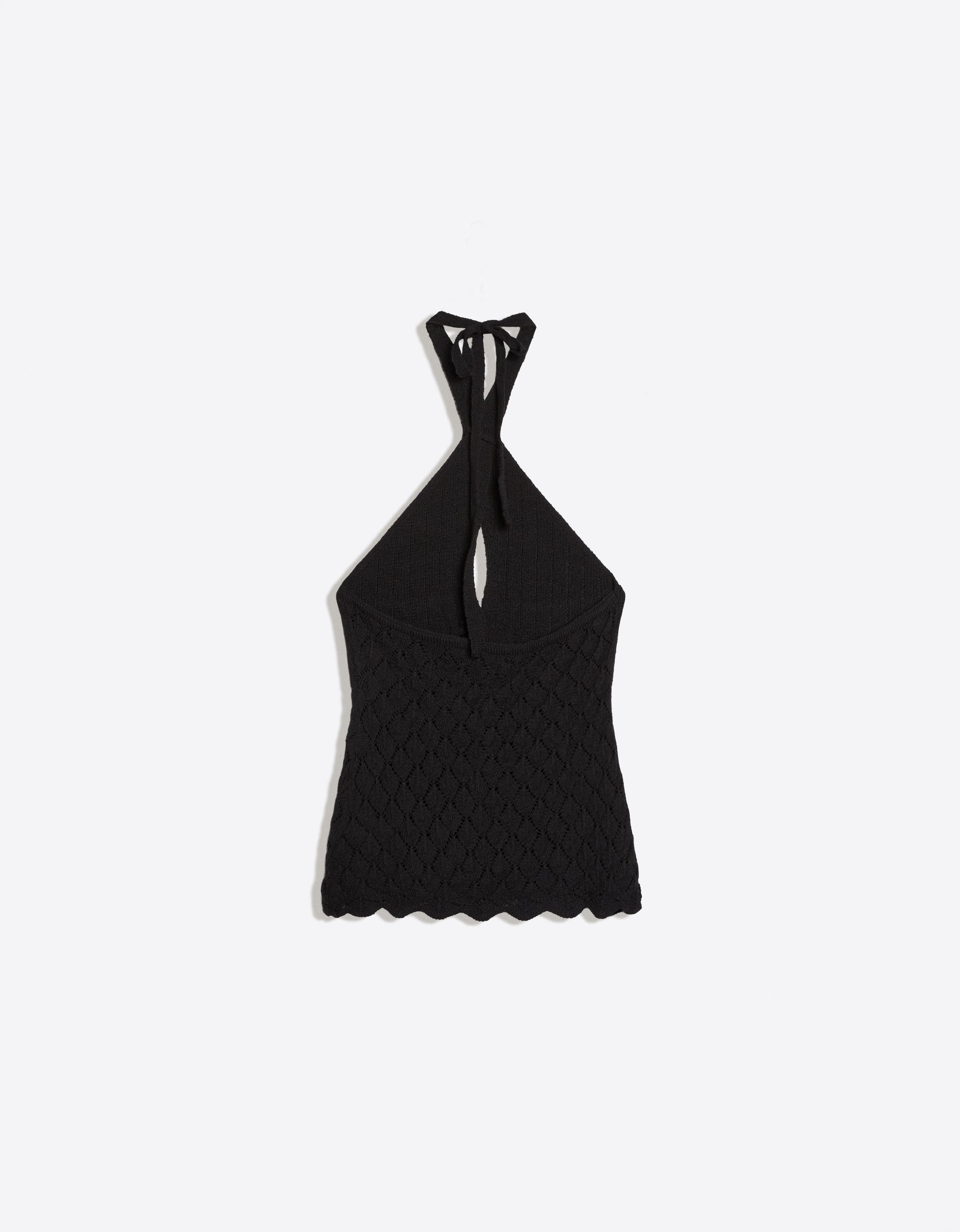 Cutwork halter top — Black