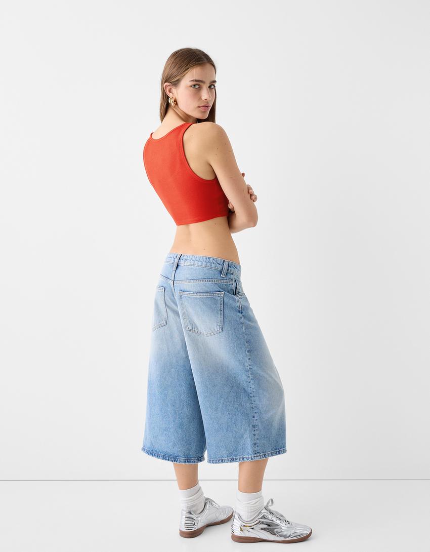 Strappy crop top-Red-1