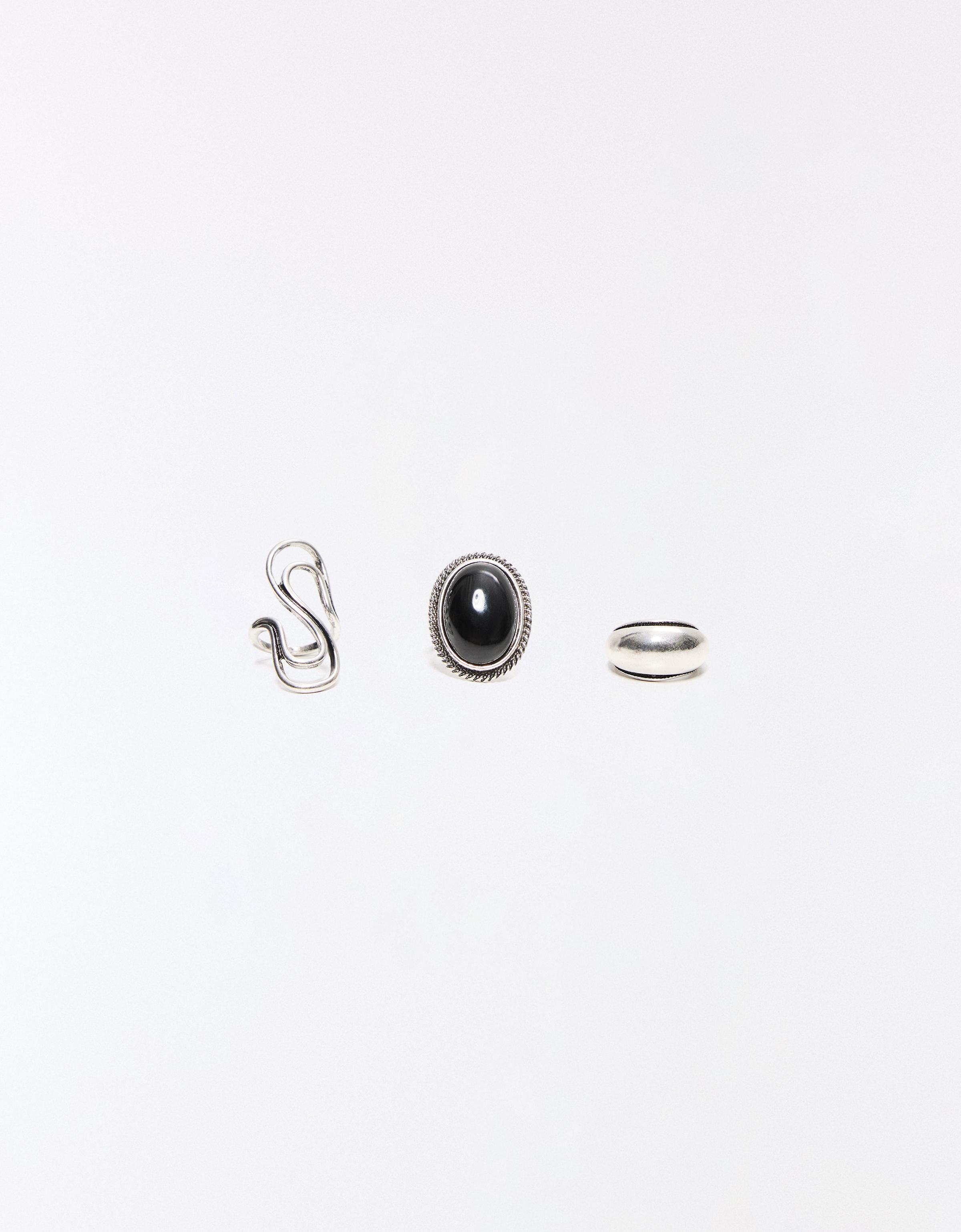 Pack of 3 stone rings — Silver