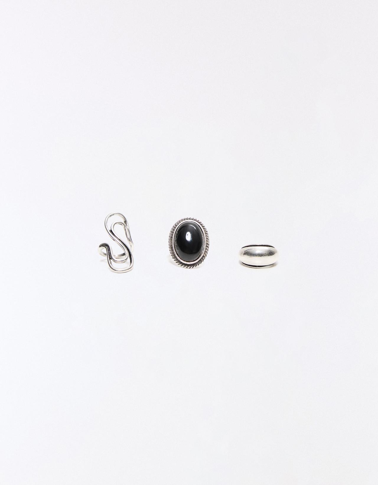 Pack of 3 stone rings — Silver