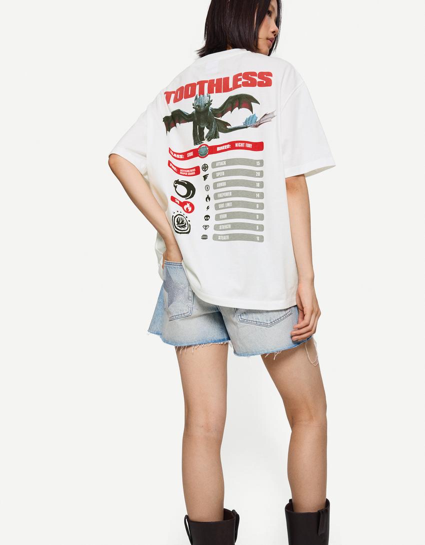 T-shirt Comment entraîner votre dragon manches courtes-Blanc cassé