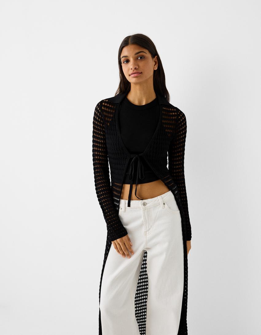 كارديغان بتخريمات وياقة-أسود-3