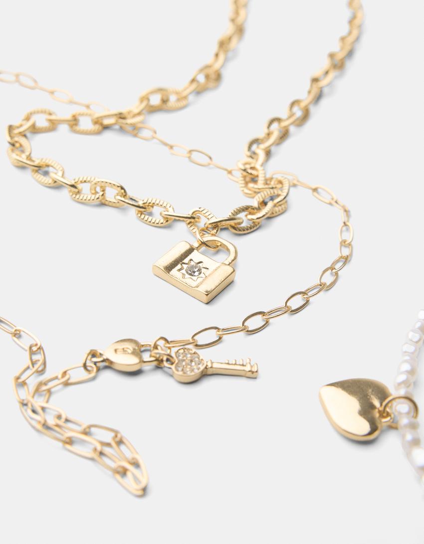 Pack 4 colliers pendentifs-Or-2