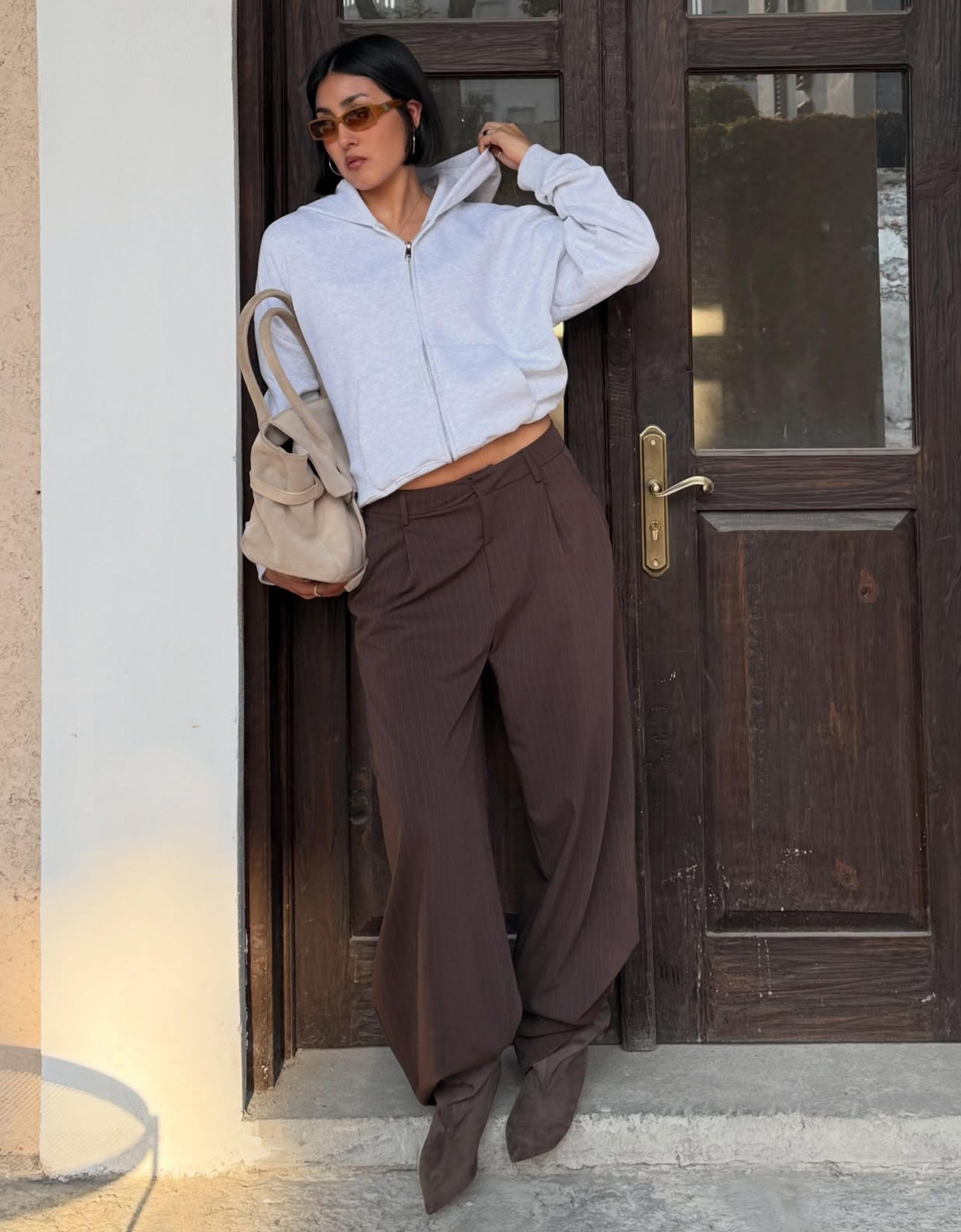 Kapüşonlu oversize fermuarlı sweatshirt - Görsel 53