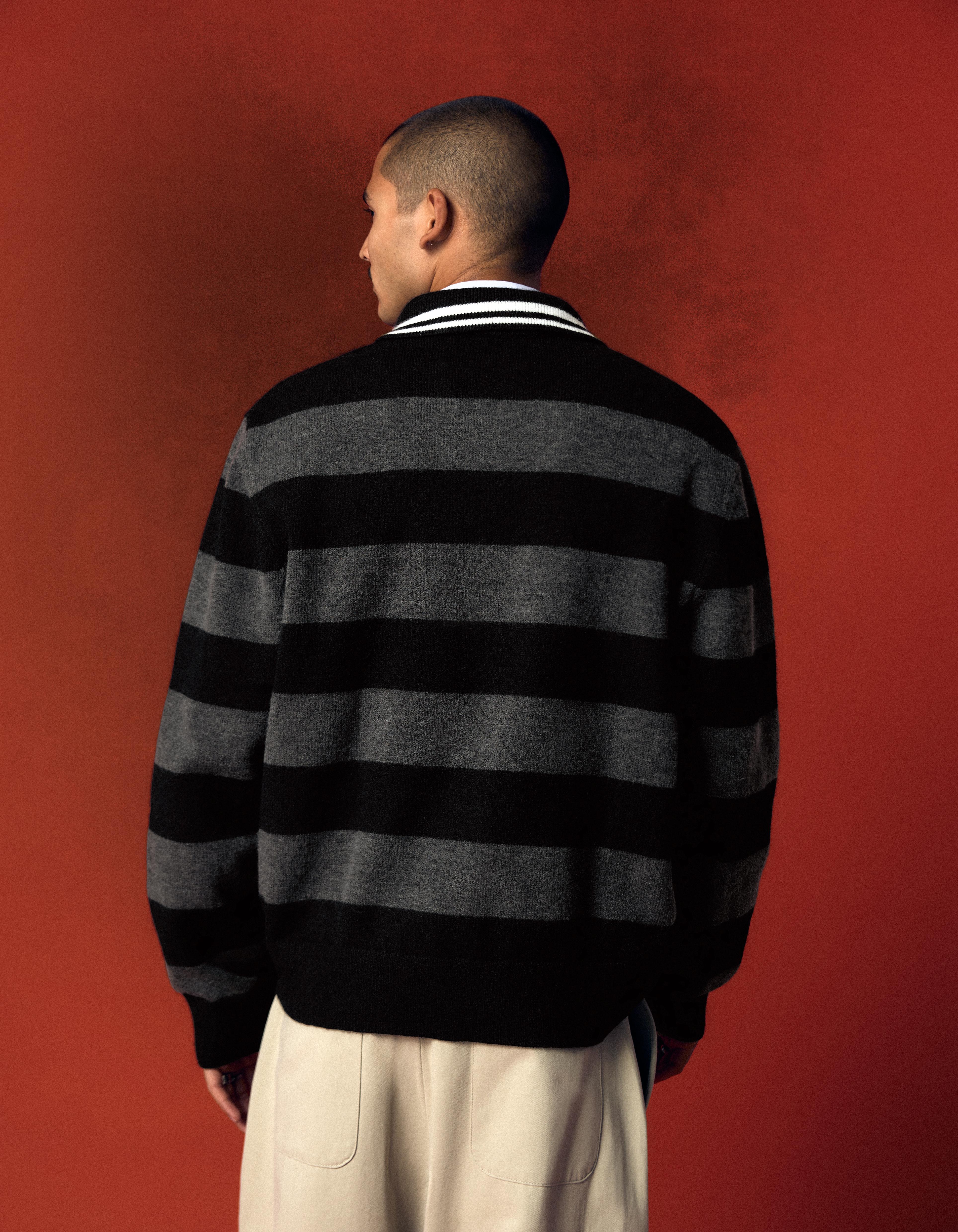 Patched polo collar jumper — Dark grey