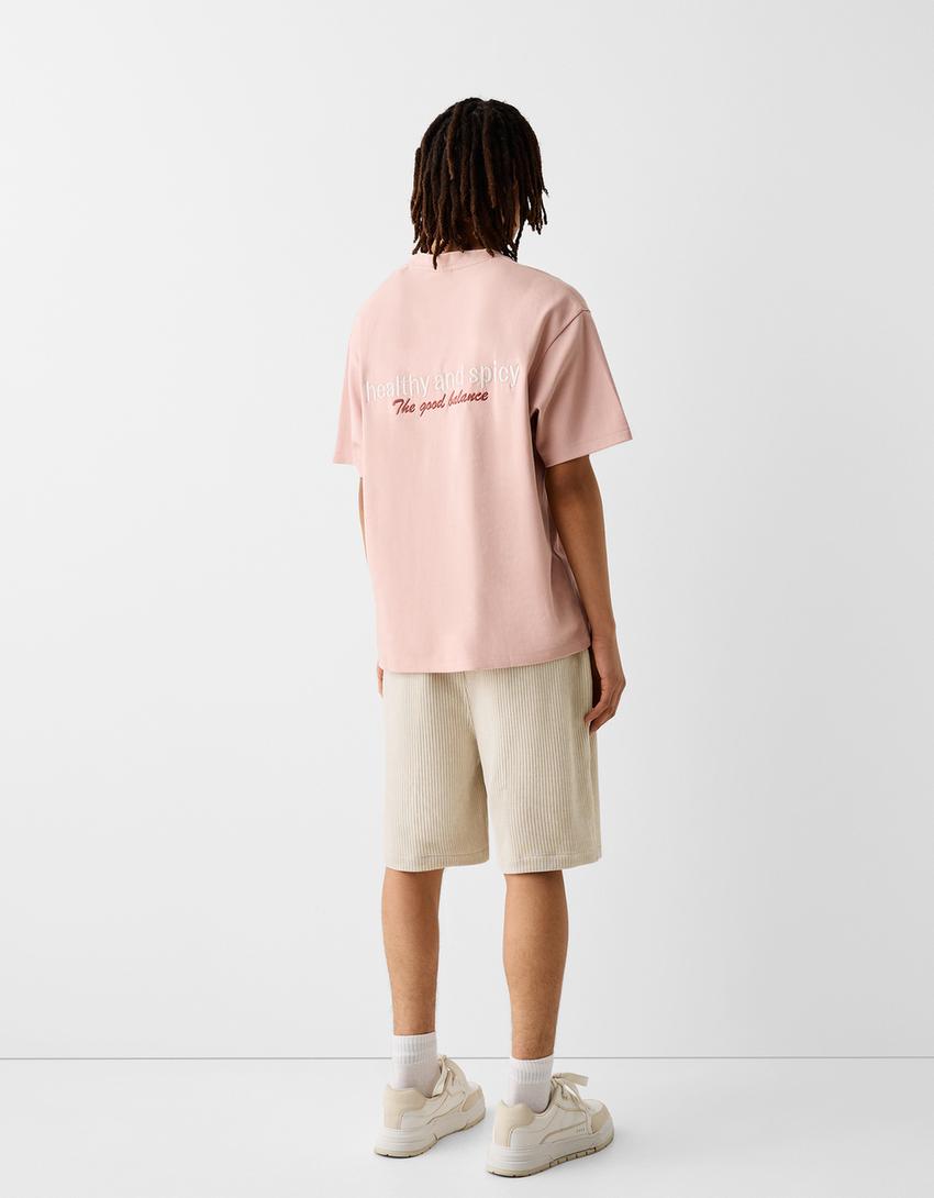 Loose fit chenille Bermuda shorts-Sand