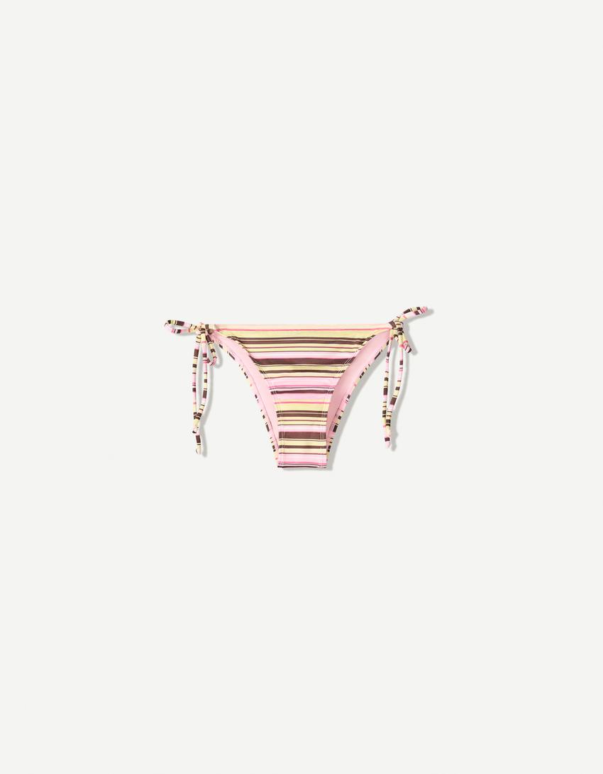 Bikinihose mit Streifen-Rosa-3