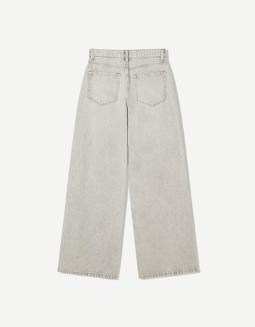 Wide-leg jeans-Grey