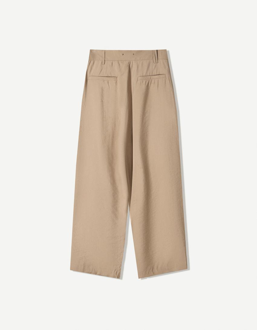 Super baggy broek met plooien-Zand-4
