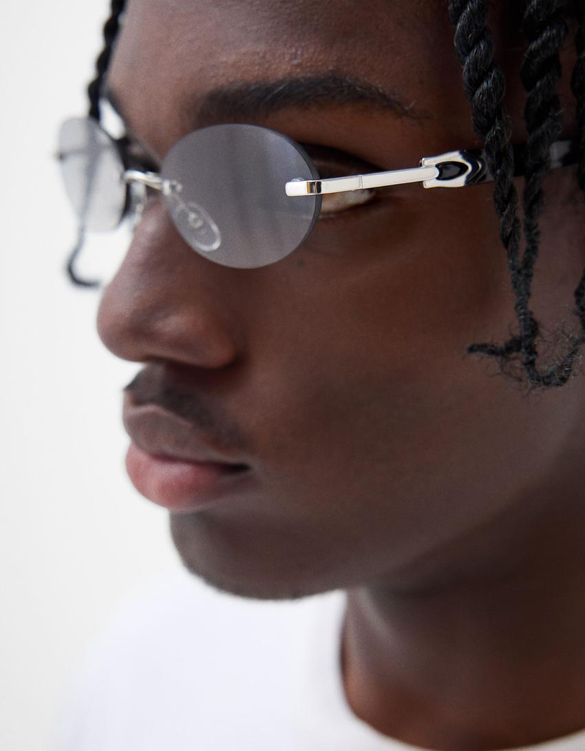 Lunettes de soleil en métal-Gris-0