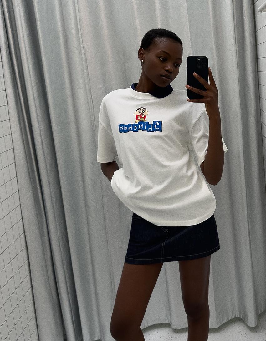 Shin Chan oversize short sleeve T-shirt-Off white